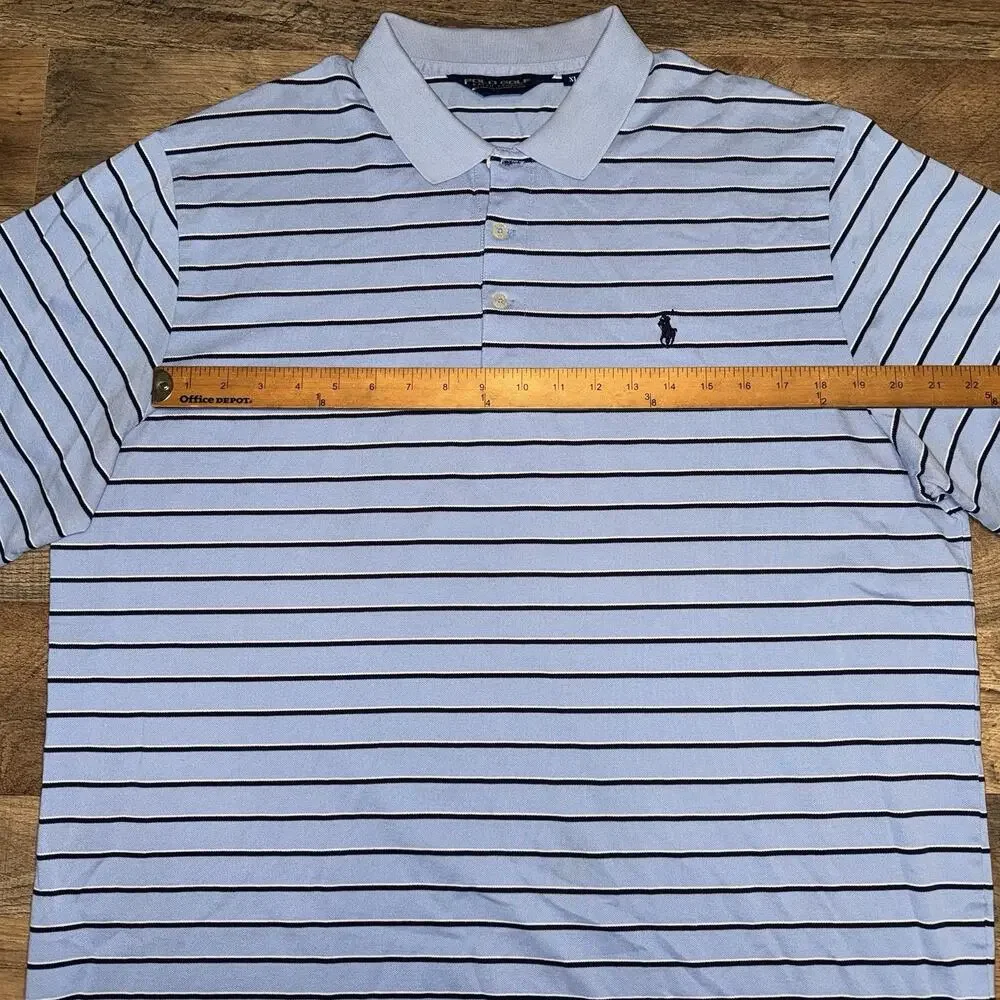 Polo Golf Ralph Lauren 100% Pima Cotton Striped Shirt Mens‎ Size XL Blue